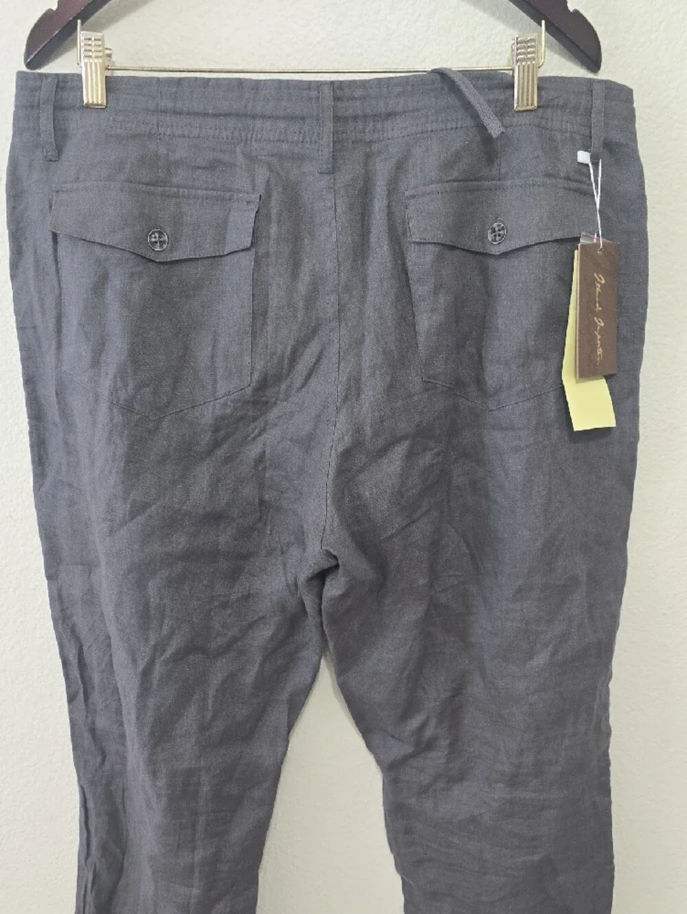 Island Importer Men's Charcoal Drawstring Linen Blend Chinos 36